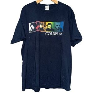 Coldplay Vintage Men’s Size L Navy Blue 2006 Twisted Logic Concert Tour T-Shirt